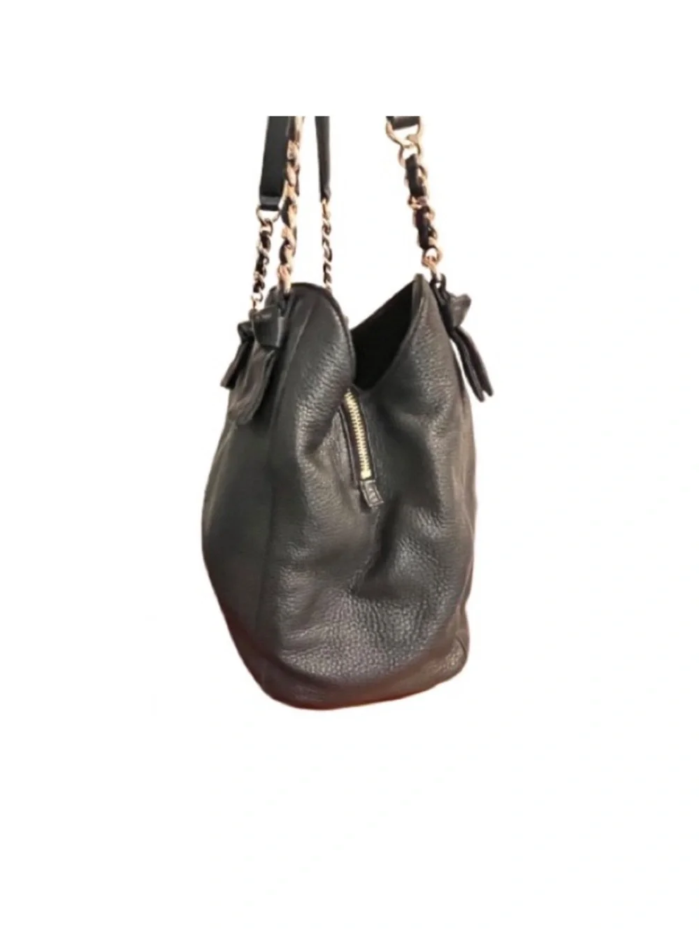 Tory Burch- Harper Tote Bag in Black Pebble Leather with Gold-Tone Hardware